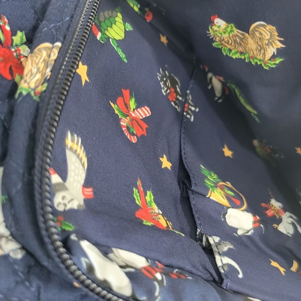 Vera Bradley Navy Blue Quilted Snow Globe Motifs Sling Backpack - Picture 7 of 11